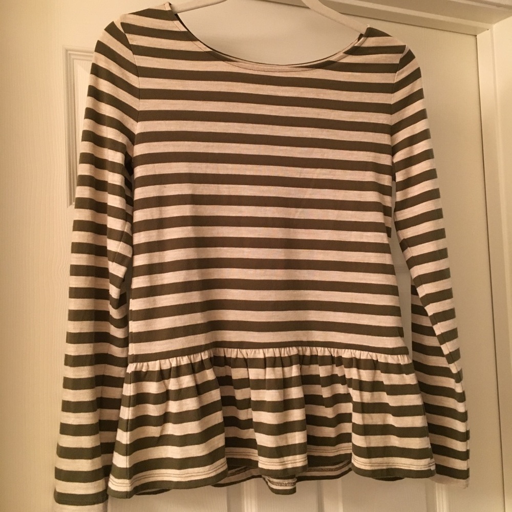 LOFT striped peplum tee size small